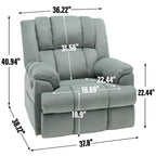 Fauteuil inclinable surdimensionné en tissu avec fonction pivotante et basculante à 360°, commande manuelle pour un confort maximal