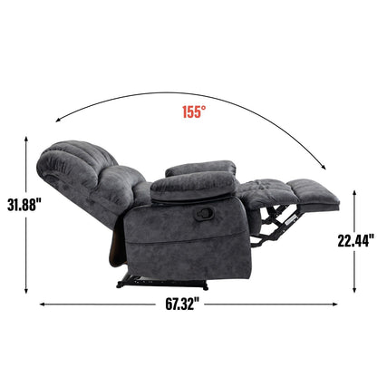Fauteuil inclinable manuel surdimensionné en tissu, inclinaison à 155°
