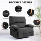 Fauteuil inclinable manuel surdimensionné en velours avec coussin de massage pour salon