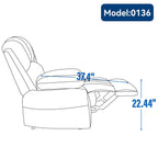 Fauteuil inclinable manuel surdimensionné en tissu rembourré, canapé simple réglable pour salon avec commande à levier latéral