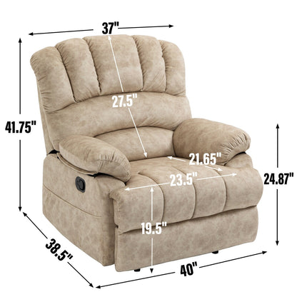 Fauteuil inclinable manuel surdimensionné en tissu rembourré, canapé simple réglable pour salon avec commande à levier latéral