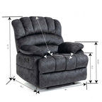 Fauteuil inclinable manuel surdimensionné en tissu rembourré, canapé simple réglable pour salon avec commande à levier latéral