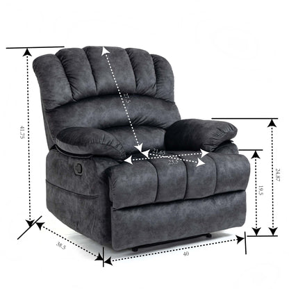 Fauteuil inclinable manuel surdimensionné en tissu rembourré, canapé simple réglable pour salon avec commande à levier latéral