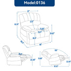 Fauteuil inclinable manuel surdimensionné en tissu rembourré, canapé simple réglable pour salon avec commande à levier latéral