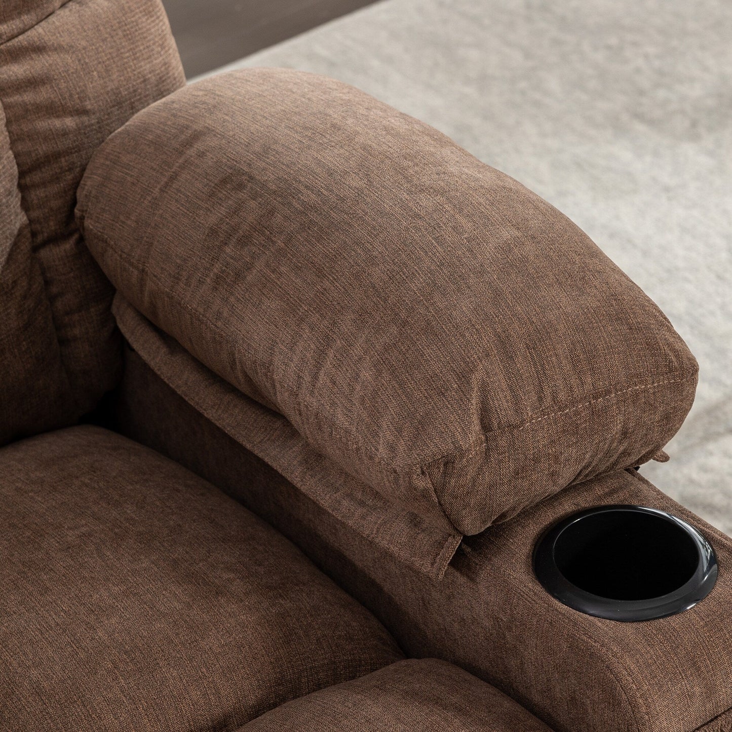 Fauteuil inclinable chauffant et massant surdimensionné, fauteuil à bascule manuel avec 2 porte-gobelets et port de charge USB, poches latérales
