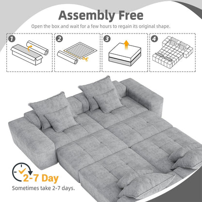 Canapé modulaire surdimensionné 6 places en chenille avec coussins et 8 oreillers pour le salon