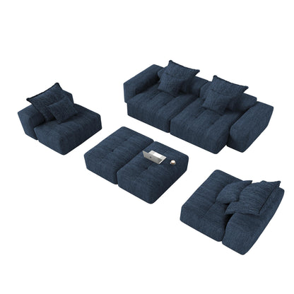 Canapé modulaire surdimensionné 6 places en chenille avec coussins et 8 oreillers pour le salon