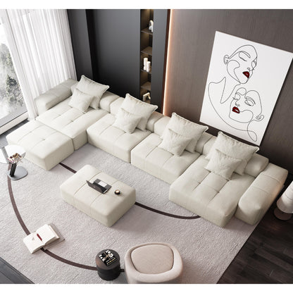 Canapé modulaire surdimensionné 6 places en chenille avec coussins et 8 oreillers pour le salon