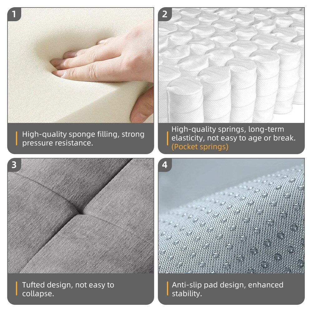Canapé modulaire surdimensionné en chenille avec pouf, méridienne, 1 accoudoir et 4 coussins pour le salon
