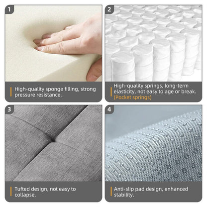 Canapé modulaire surdimensionné en chenille avec pouf, méridienne, 1 accoudoir et 4 coussins pour le salon