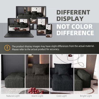 Canapé modulaire surdimensionné en chenille avec pouf, méridienne, 1 accoudoir et 4 coussins pour le salon