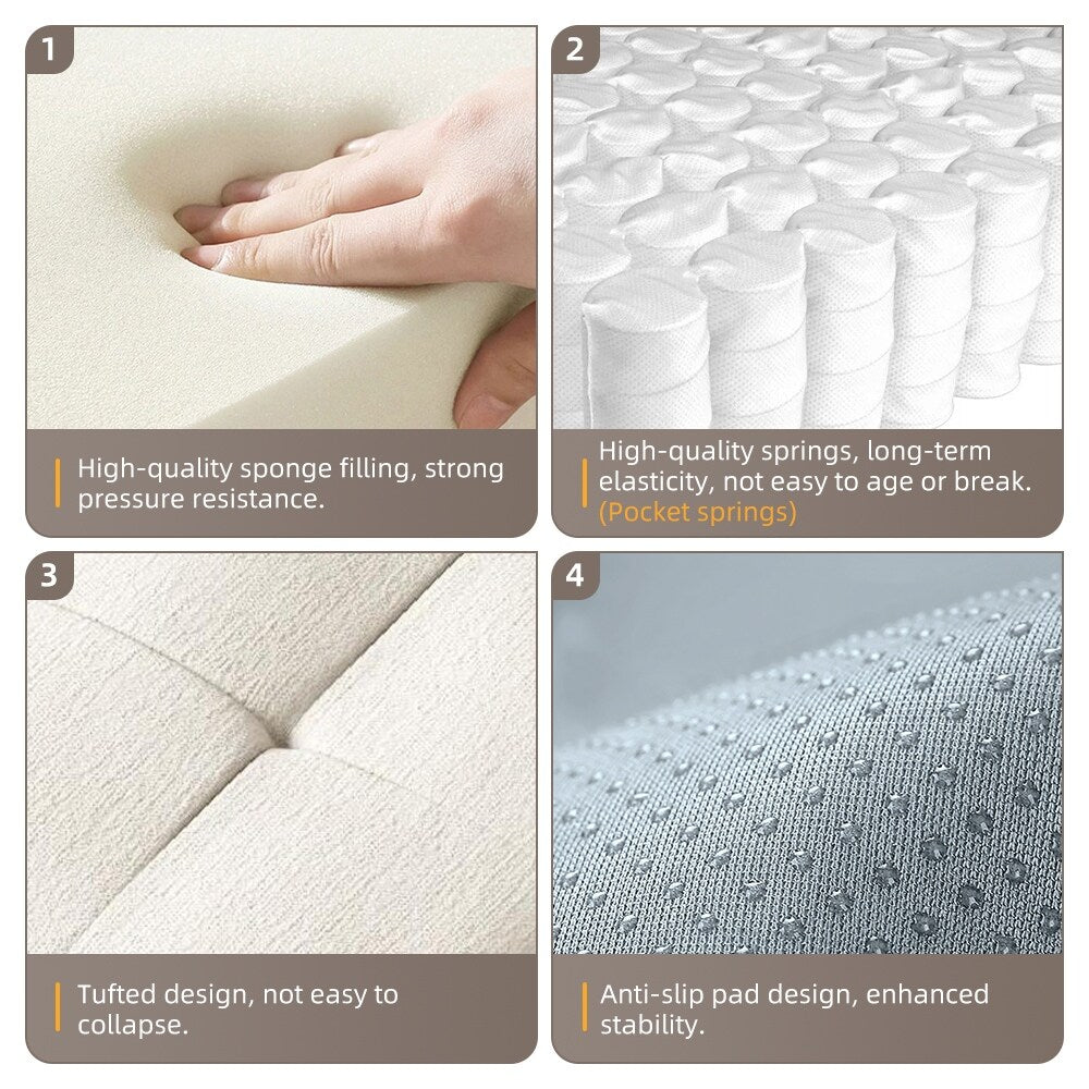 Canapé modulaire surdimensionné en chenille avec pouf, méridienne, 1 accoudoir et 4 coussins pour le salon