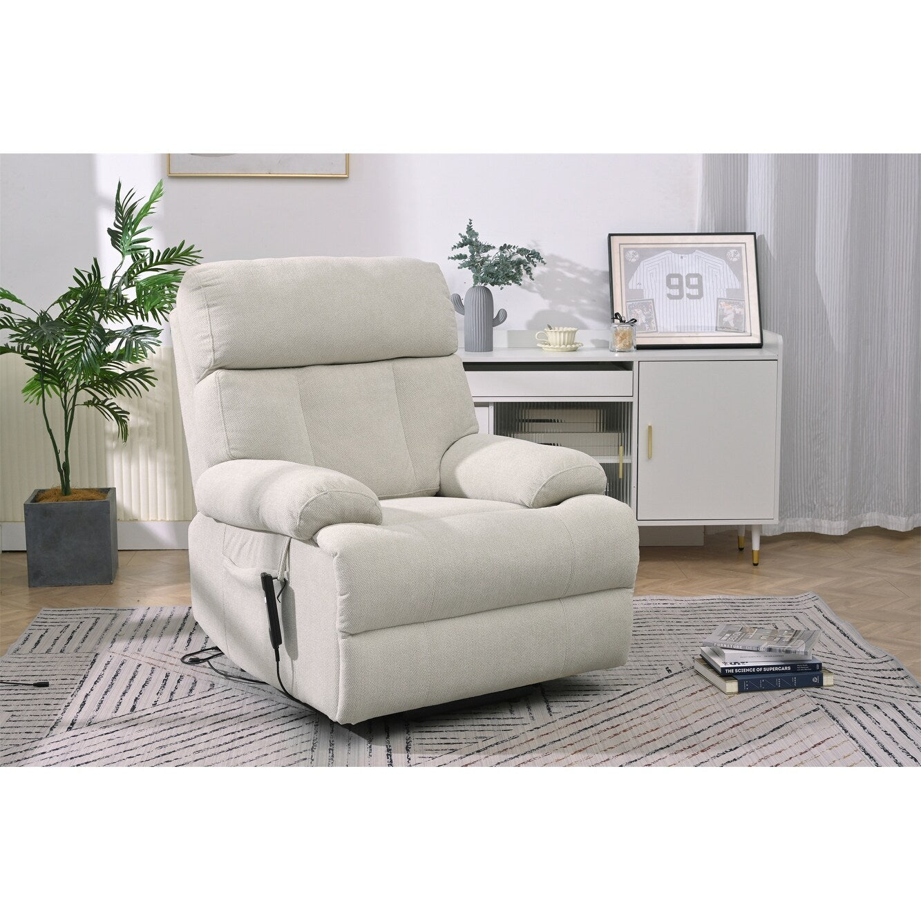 Fauteuil inclinable électrique surdimensionné pour personnes âgées, canapé inclinable avec télécommande, poche latérale, siège spacieux