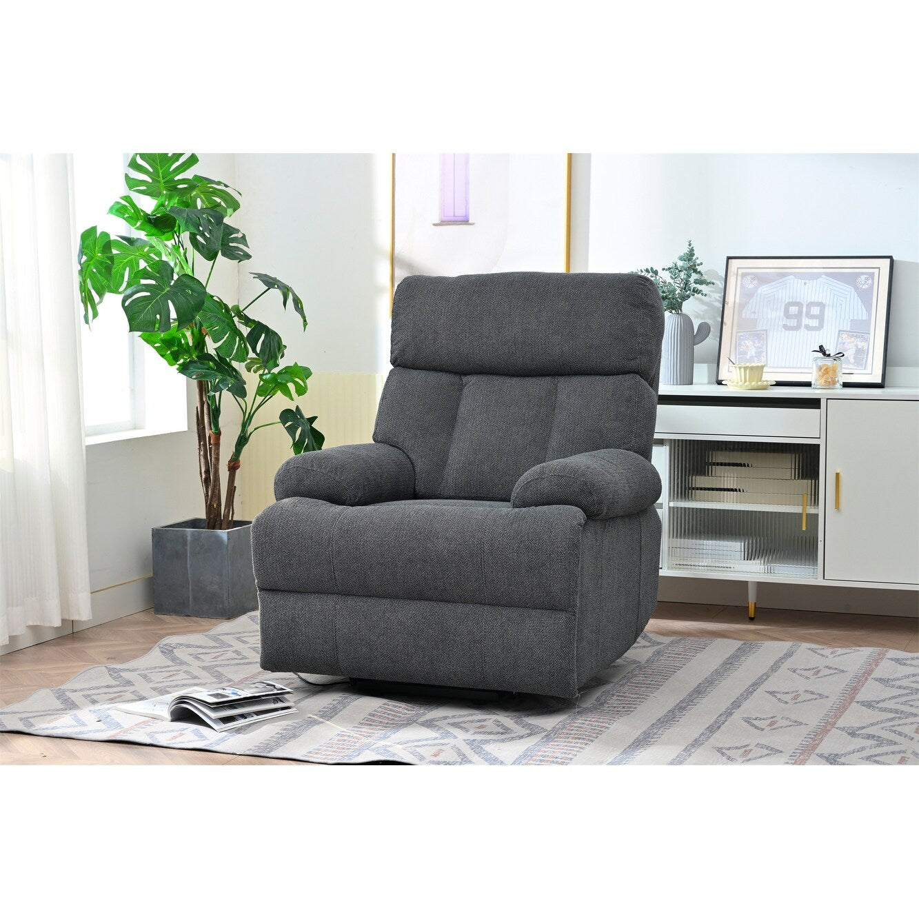 Fauteuil inclinable électrique surdimensionné pour personnes âgées, canapé inclinable avec télécommande, poche latérale, siège spacieux