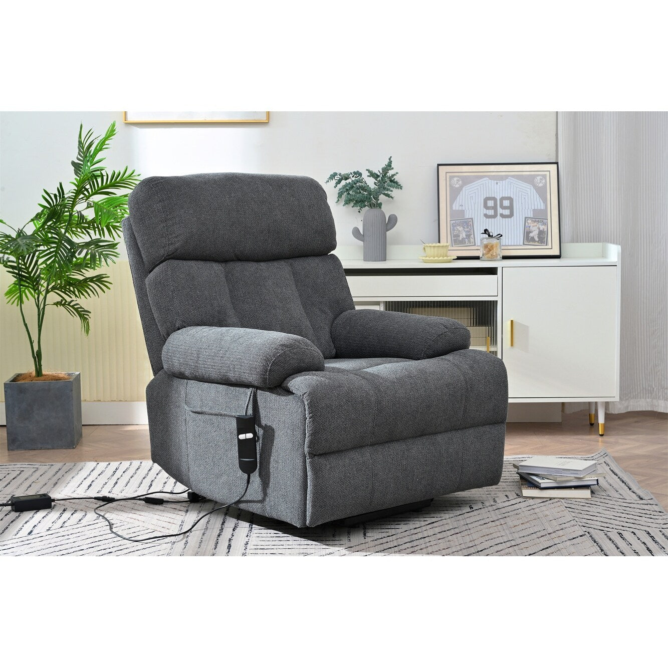 Fauteuil inclinable électrique surdimensionné pour personnes âgées, canapé inclinable avec télécommande, poche latérale, siège spacieux
