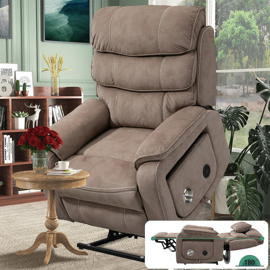Fauteuil inclinable électrique surdimensionné avec massage thermique, position allongée à 180°