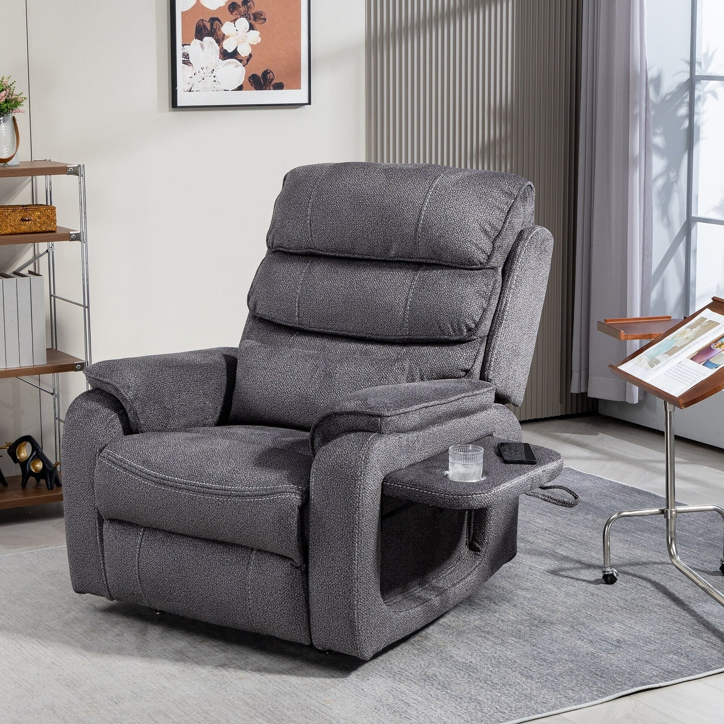 Fauteuil inclinable électrique surdimensionné avec massage thermique, position allongée à 180°