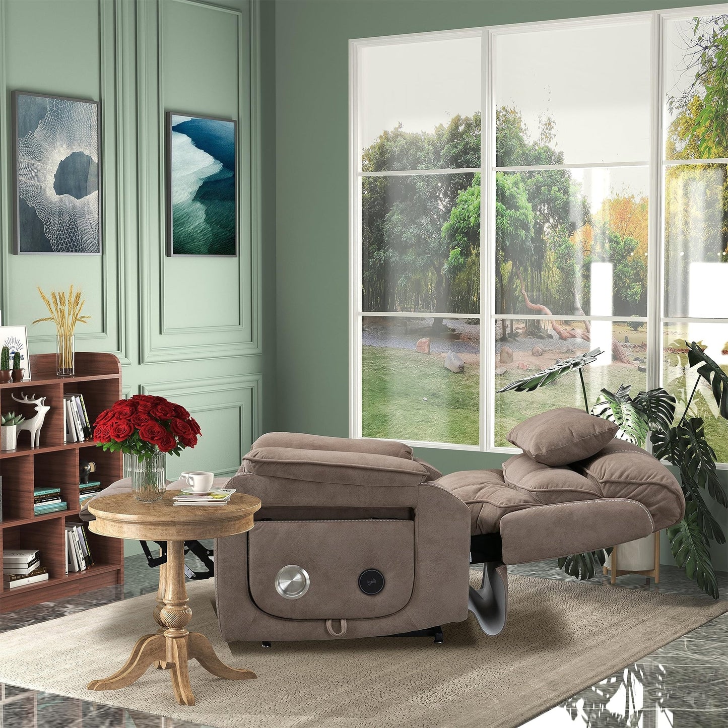 Fauteuil inclinable électrique surdimensionné avec massage thermique, position allongée à 180°
