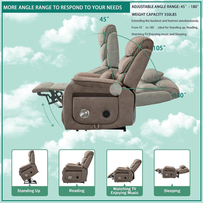 Fauteuil inclinable électrique surdimensionné avec massage thermique, position allongée à 180°
