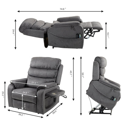 Fauteuil inclinable électrique surdimensionné avec massage thermique, position allongée à 180°
