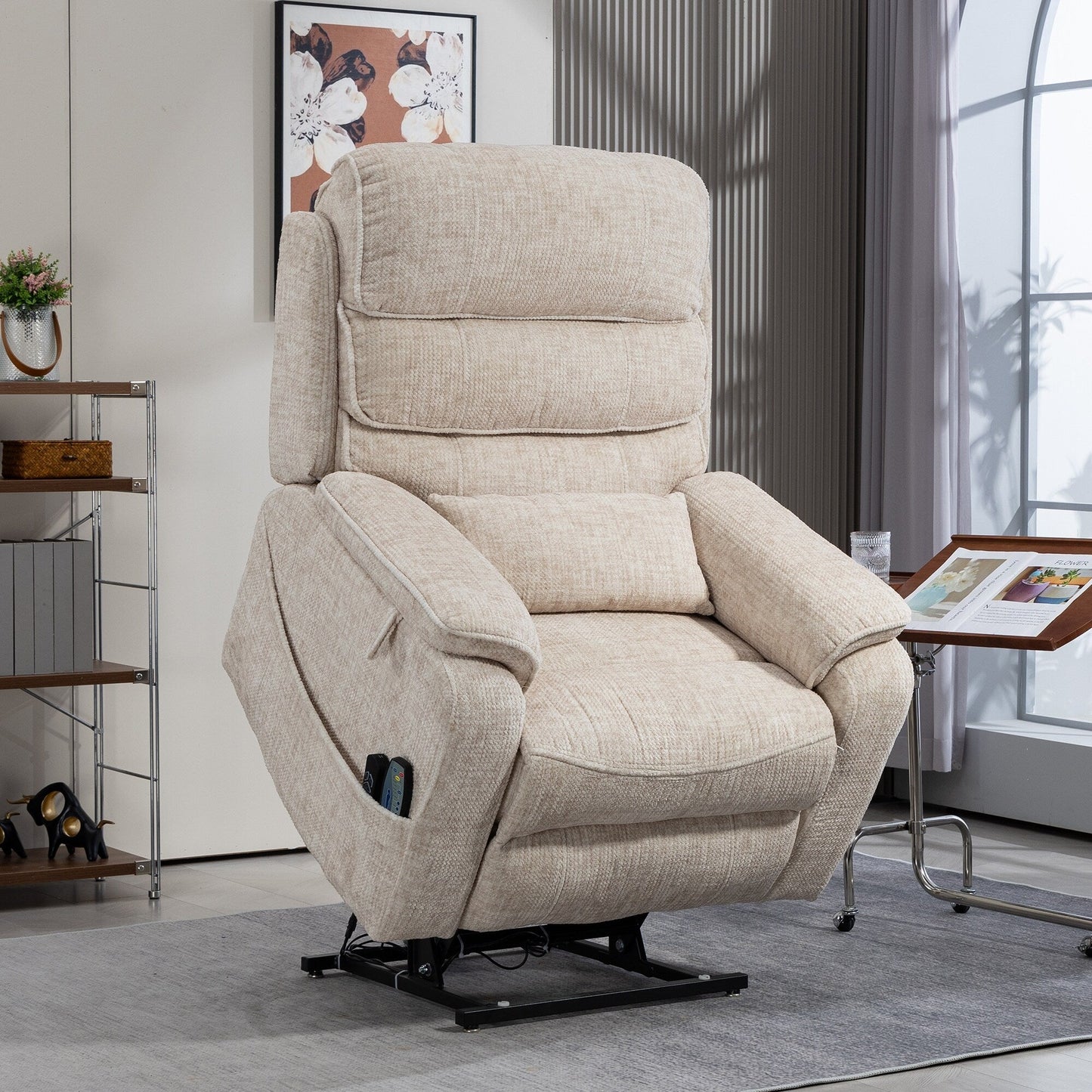 Fauteuil inclinable électrique surdimensionné avec massage thermique, position allongée à 180°