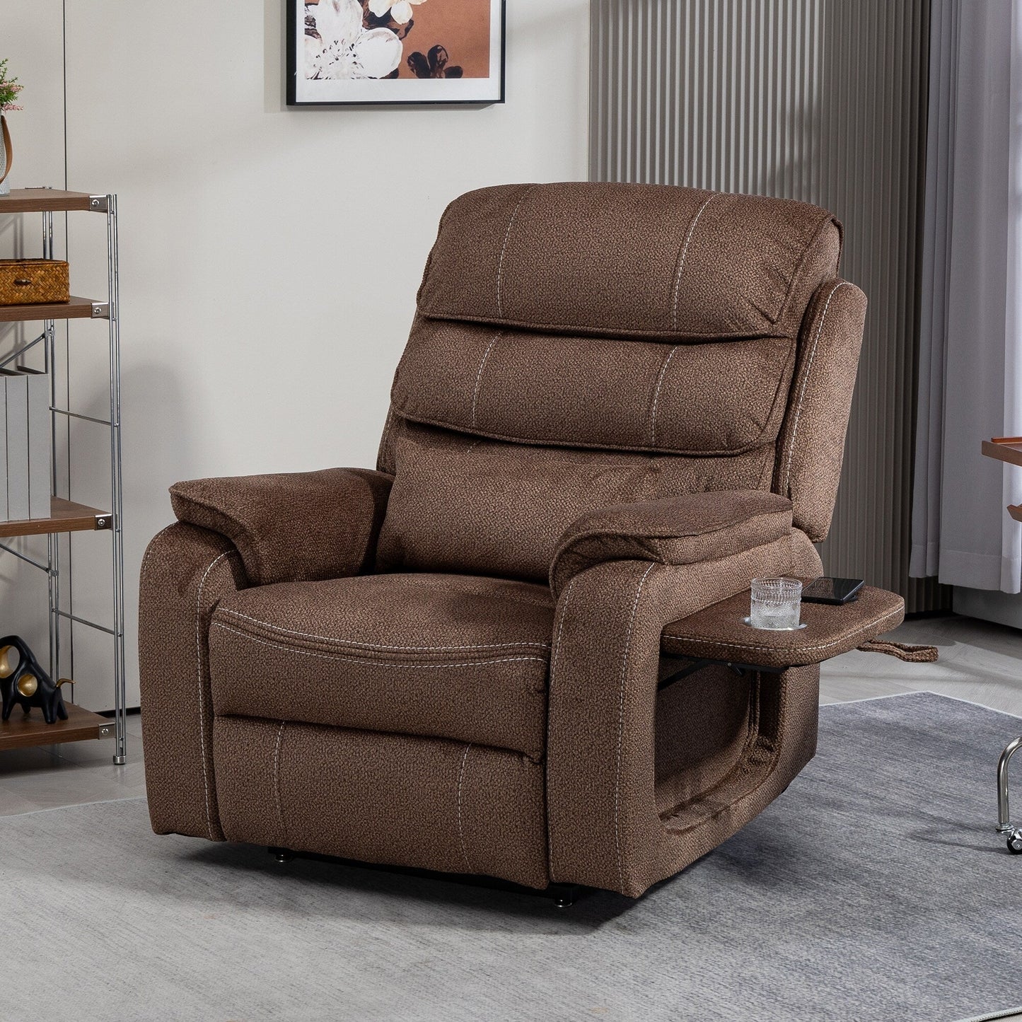 Fauteuil inclinable électrique surdimensionné avec massage thermique, position allongée à 180°