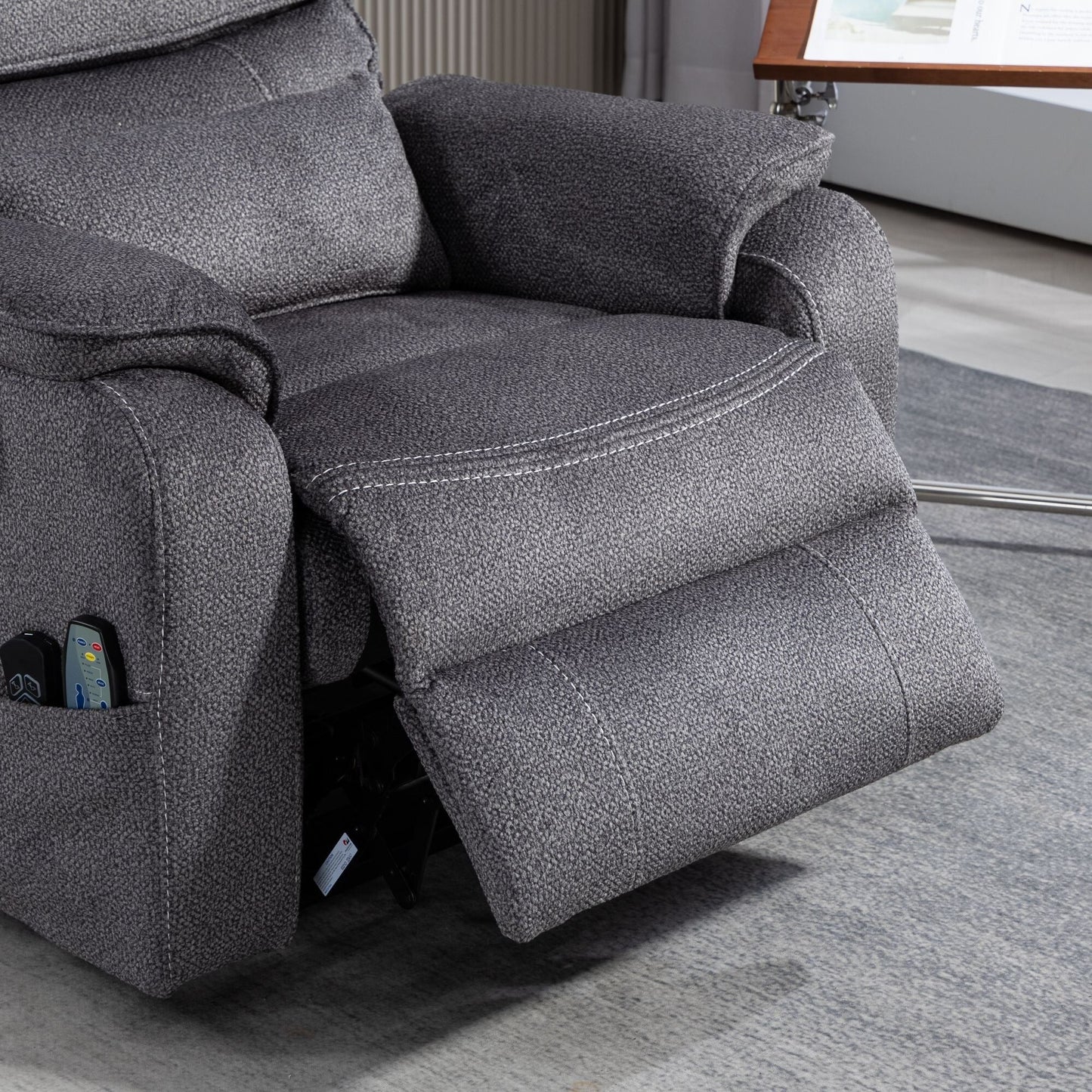 Fauteuil inclinable électrique surdimensionné avec massage thermique, position allongée à 180°