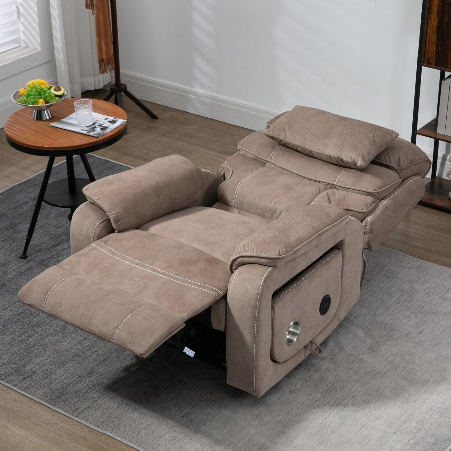 Fauteuil inclinable électrique surdimensionné avec massage thermique, position allongée à 180°