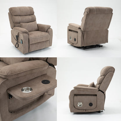 Fauteuil inclinable électrique surdimensionné avec massage thermique, position allongée à 180°