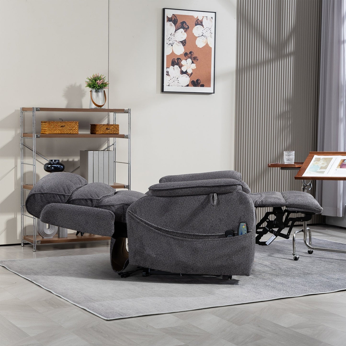 Fauteuil inclinable électrique surdimensionné avec massage thermique, position allongée à 180°