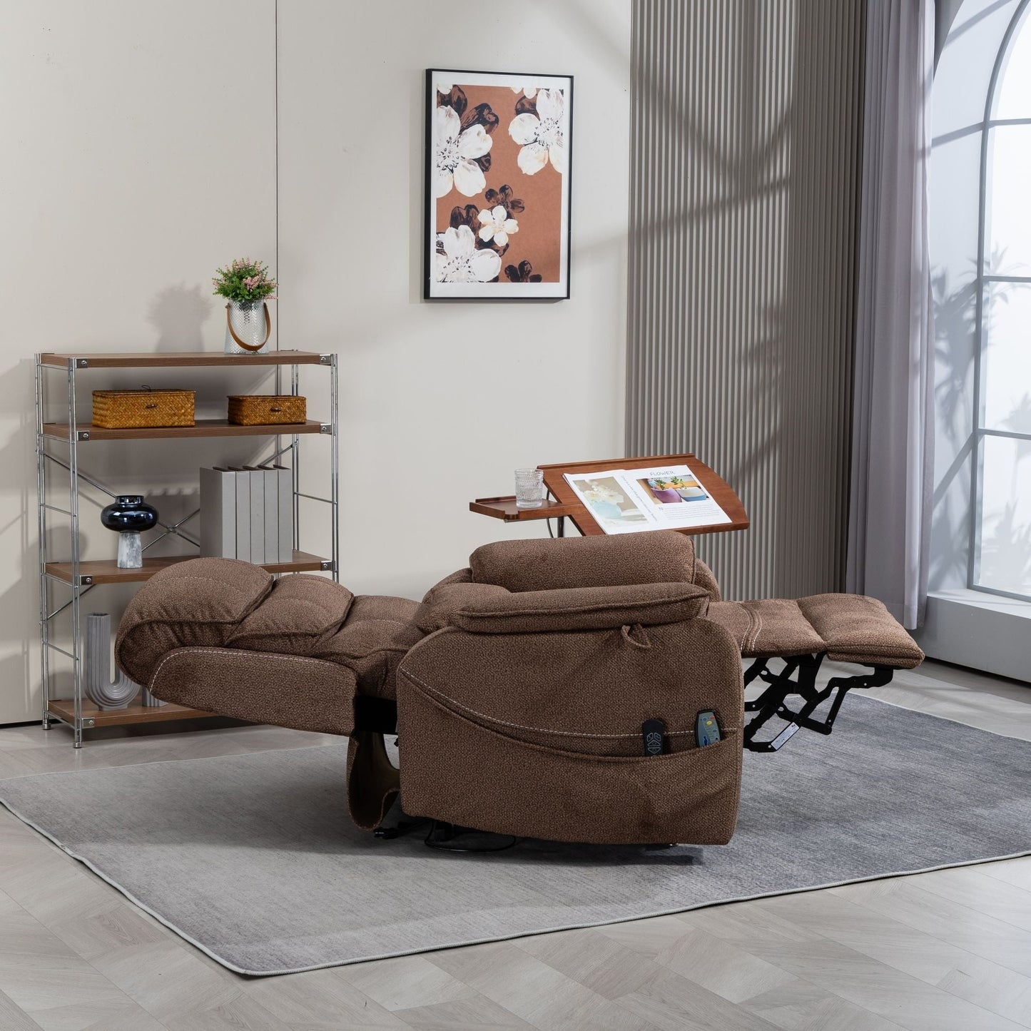 Fauteuil inclinable électrique surdimensionné avec massage thermique, position allongée à 180°
