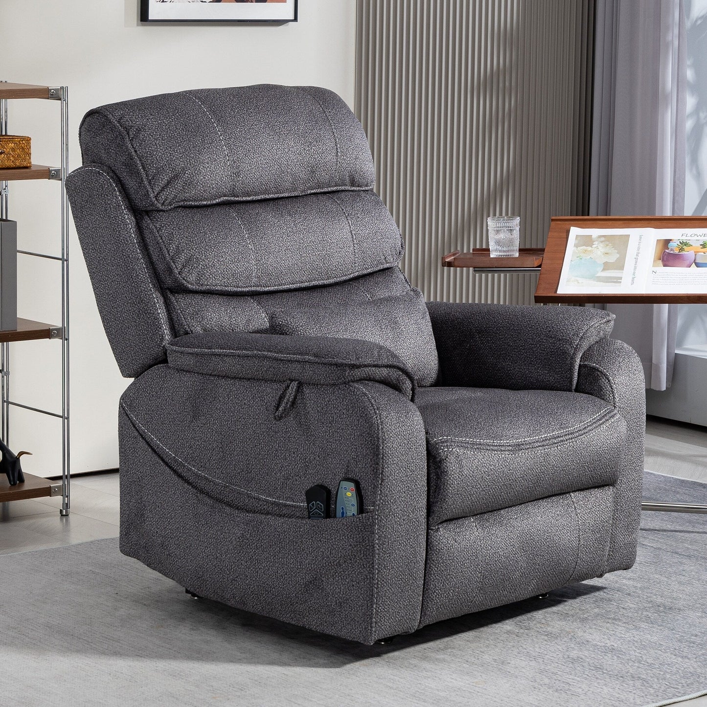 Fauteuil inclinable électrique surdimensionné avec massage thermique, position allongée à 180°