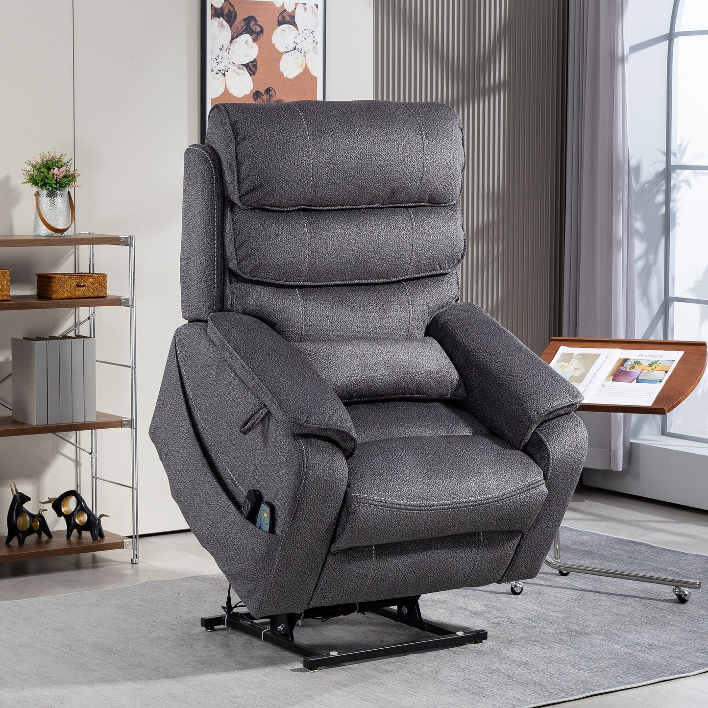 Fauteuil inclinable électrique surdimensionné avec massage thermique, position allongée à 180°