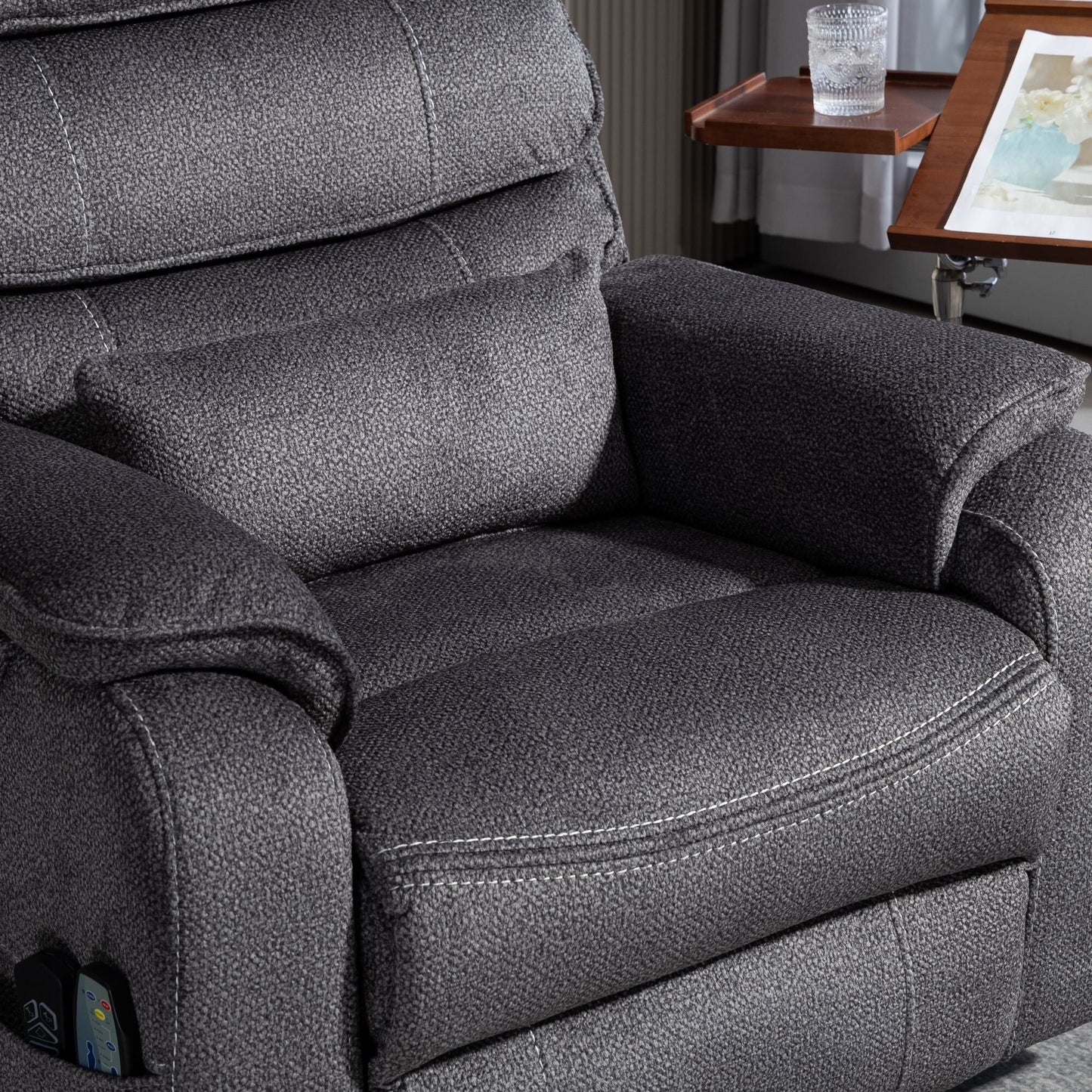 Fauteuil inclinable électrique surdimensionné avec massage thermique, position allongée à 180°