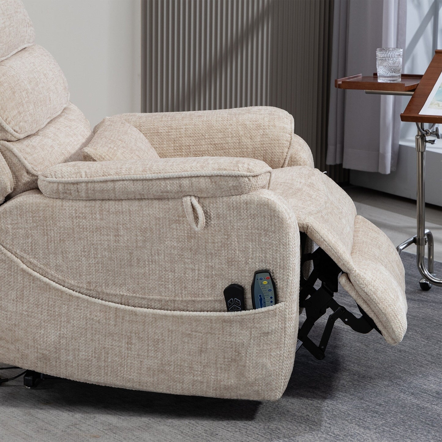 Fauteuil inclinable électrique surdimensionné avec massage thermique, position allongée à 180°