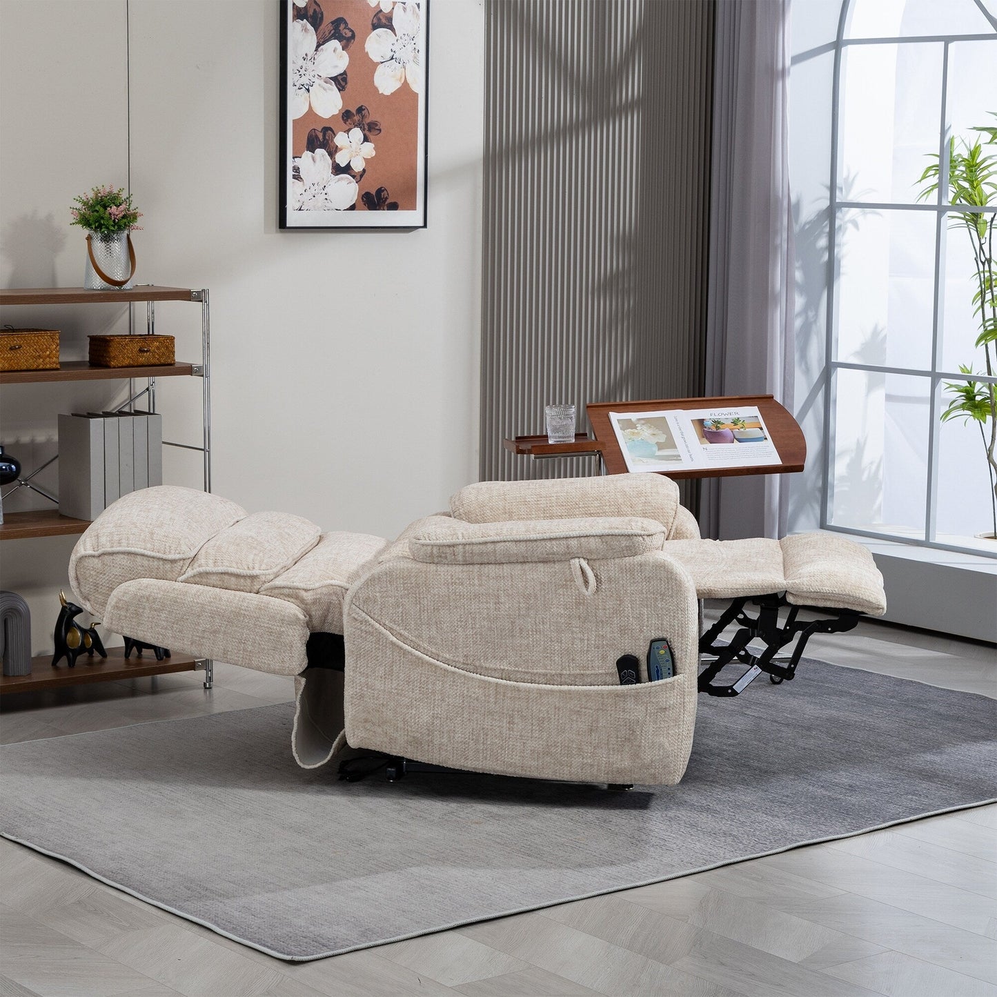 Fauteuil inclinable électrique surdimensionné avec massage thermique, position allongée à 180°