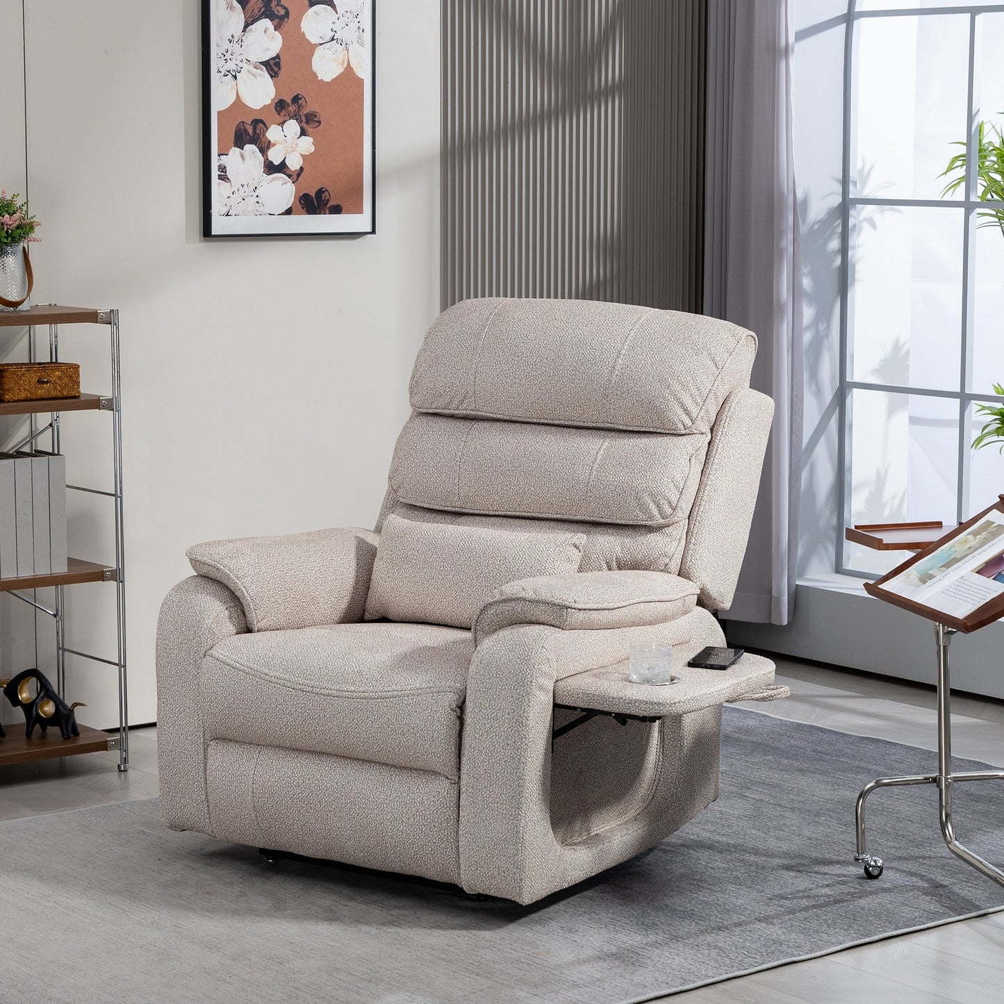 Fauteuil inclinable électrique surdimensionné avec massage thermique, position allongée à 180°