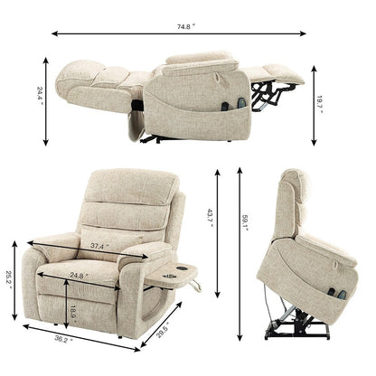 Fauteuil inclinable électrique surdimensionné avec massage thermique, position allongée à 180°