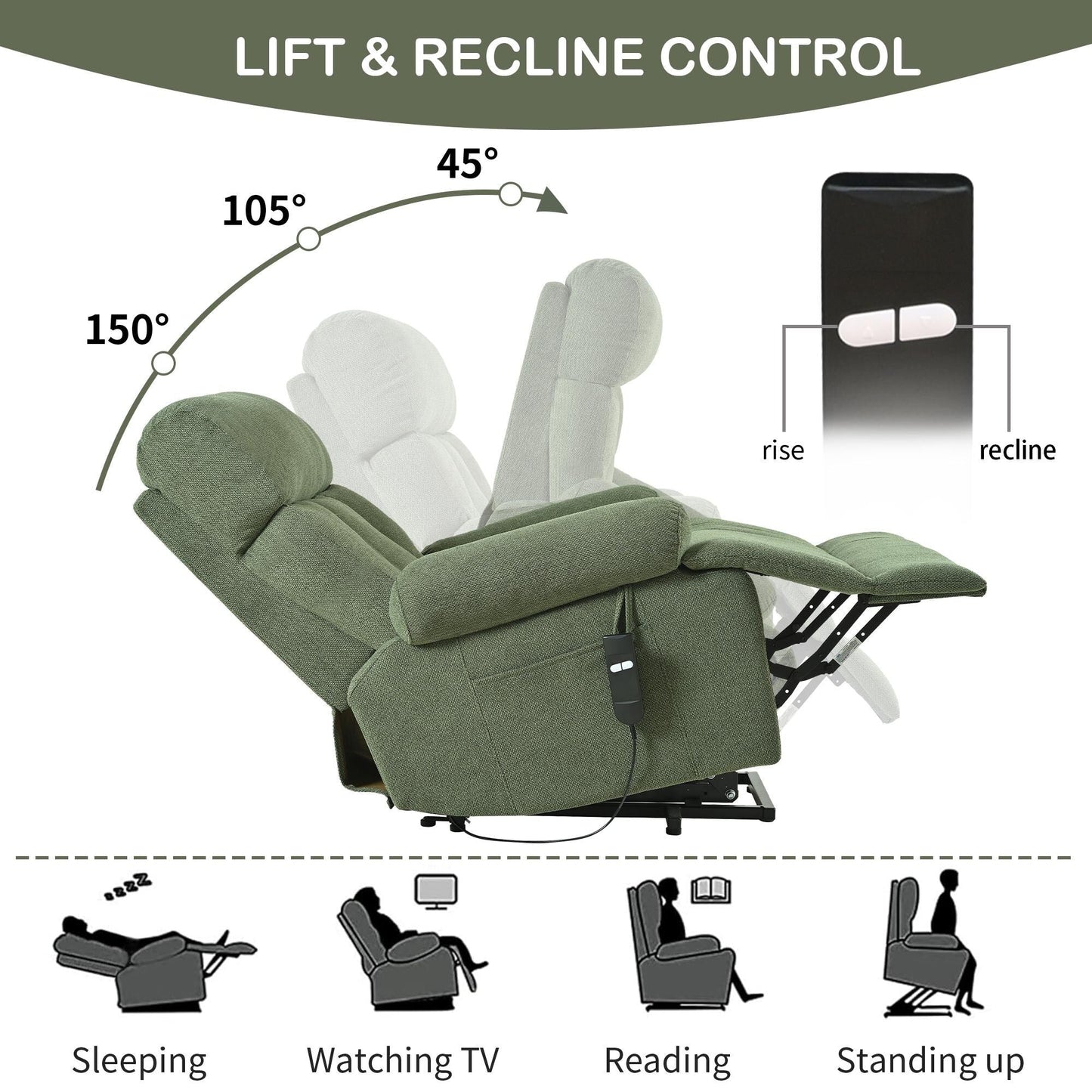 Fauteuil inclinable électrique surdimensionné pour personnes âgées