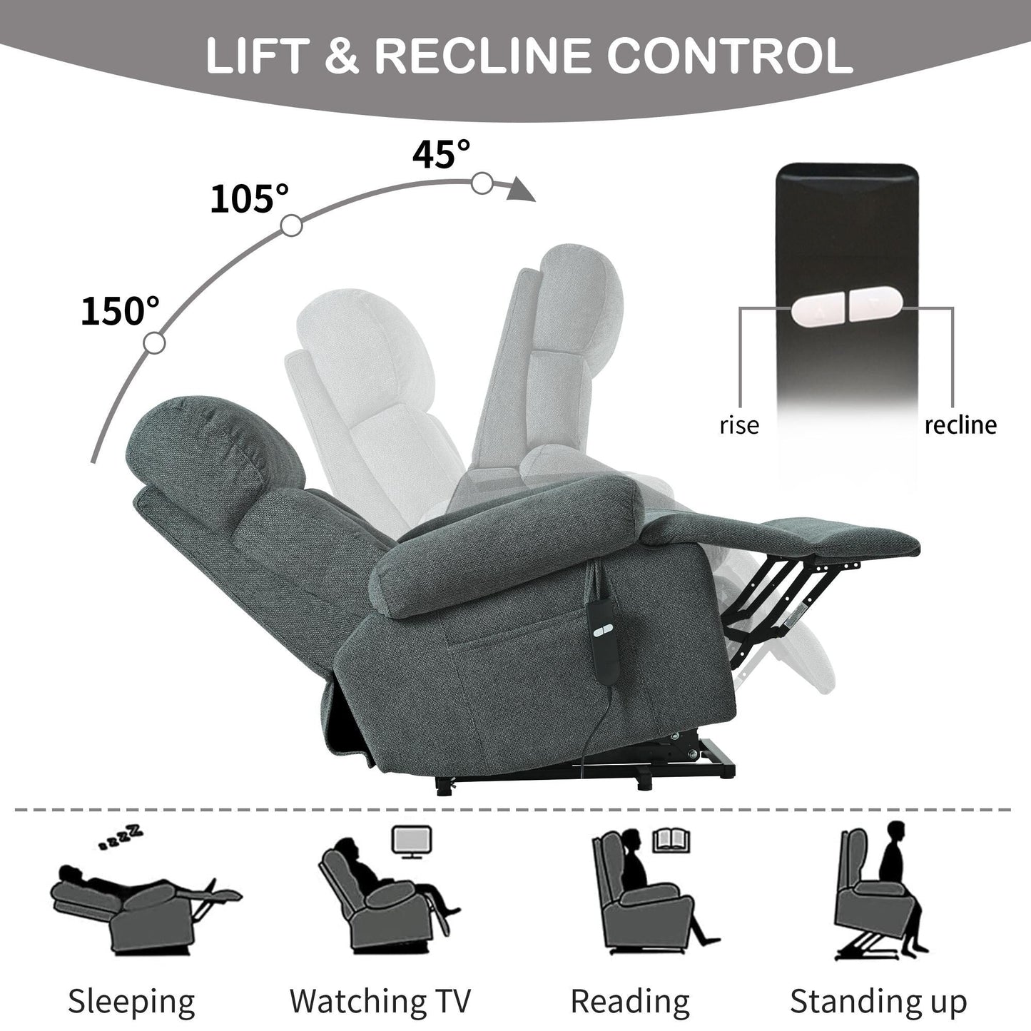 Fauteuil inclinable électrique surdimensionné pour personnes âgées