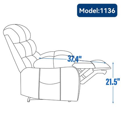 Fauteuil inclinable électrique surdimensionné avec massage, chauffage, vibration à 8 points, chauffage lombaire, port USB, deux poches latérales