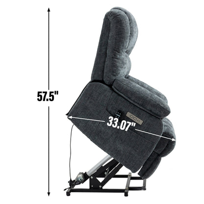 Fauteuil inclinable électrique surdimensionné avec massage, chauffage, vibration à 8 points, chauffage lombaire, port USB, deux poches latérales
