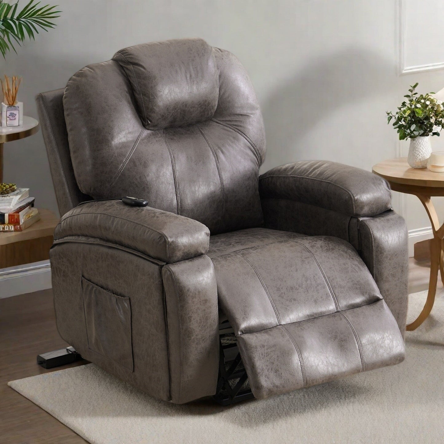 Fauteuil inclinable électrique surdimensionné avec moteur électrique silencieux et fonction massage, assemblage sans outil