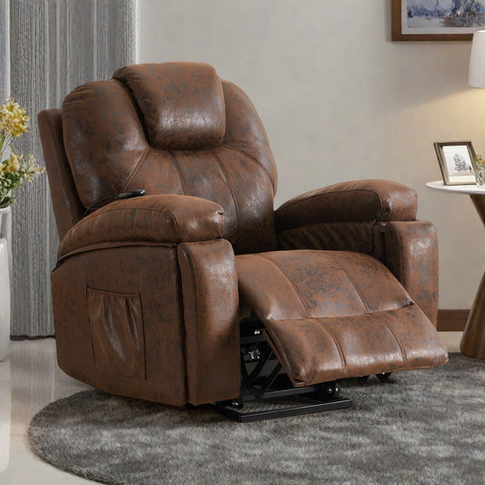 Fauteuil inclinable électrique surdimensionné avec moteur électrique silencieux et fonction massage, assemblage sans outil