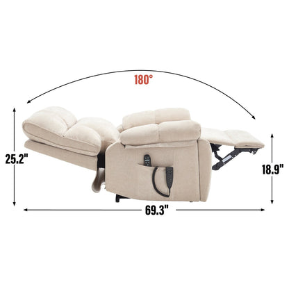 Fauteuil inclinable électrique surdimensionné avec deux moteurs, fonctions de chauffage et de massage, inclinaison infinie, porte-gobelets dissimulés