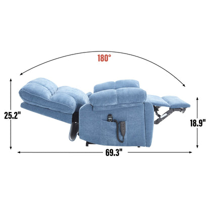 Fauteuil inclinable électrique surdimensionné avec deux moteurs, fonctions de chauffage et de massage, inclinaison infinie, porte-gobelets dissimulés