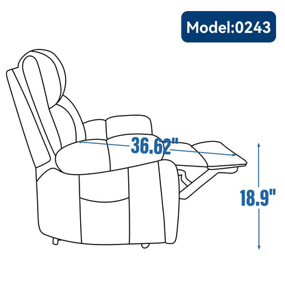 Fauteuil inclinable électrique surdimensionné avec deux moteurs, fonctions de chauffage et de massage, inclinaison infinie, porte-gobelets dissimulés