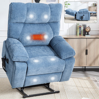 Fauteuil inclinable électrique surdimensionné avec deux moteurs, fonctions de chauffage et de massage, inclinaison infinie, porte-gobelets dissimulés