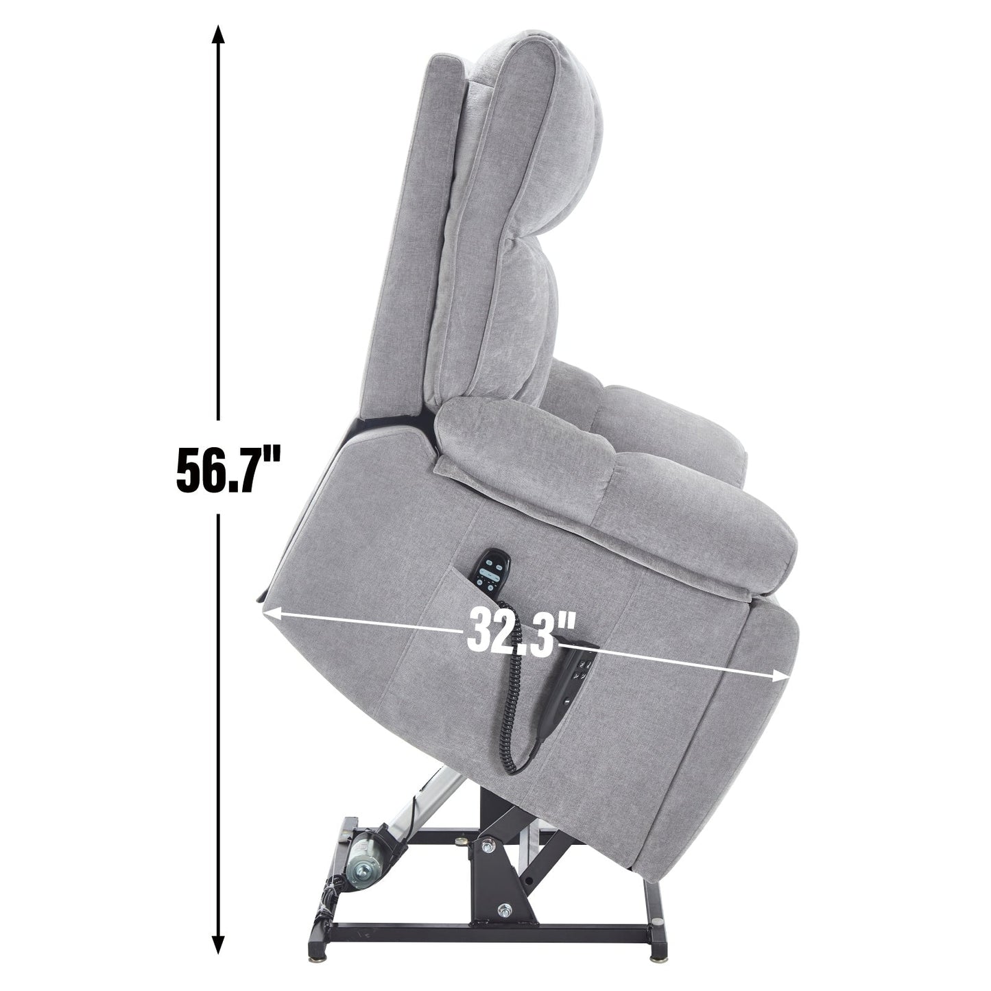 Fauteuil inclinable électrique surdimensionné avec deux moteurs, fonctions de chauffage et de massage, inclinaison infinie, porte-gobelets dissimulés
