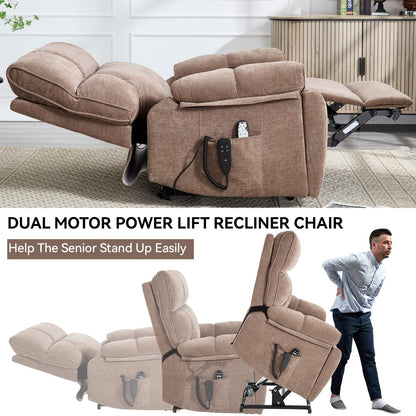Fauteuil inclinable électrique surdimensionné avec deux moteurs, fonctions de chauffage et de massage, inclinaison infinie, porte-gobelets dissimulés